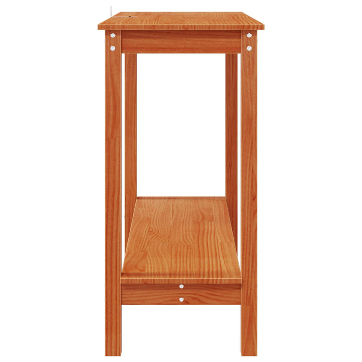Konsolbord med hylde VoksBrun 110 x 40 x 80 cm Massivt fyrretræ