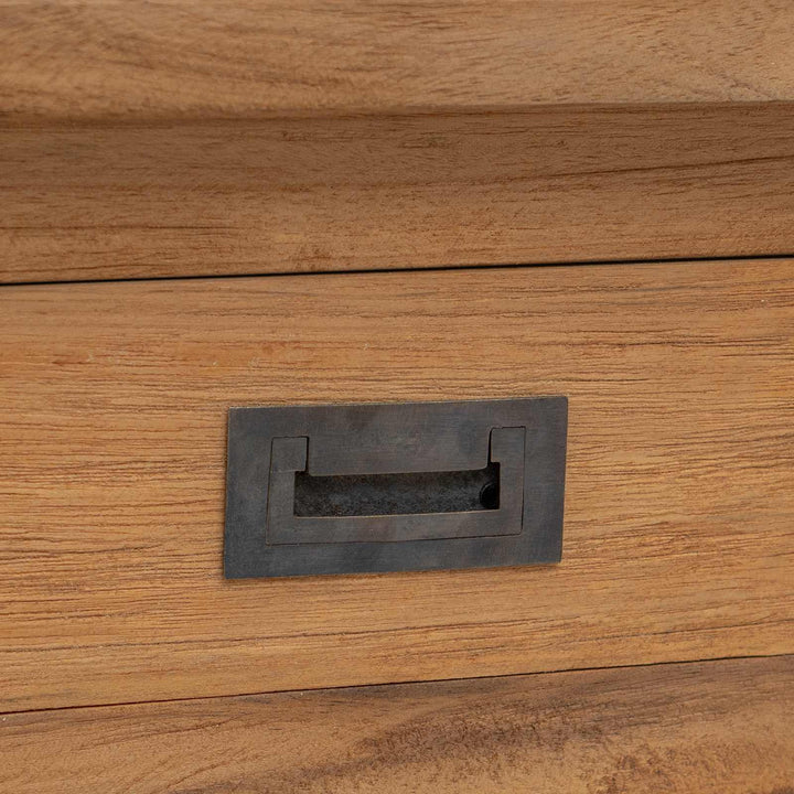 Konsolbord Naturfarvet 90 x 30 x 80 cm Massiv Teaktræ