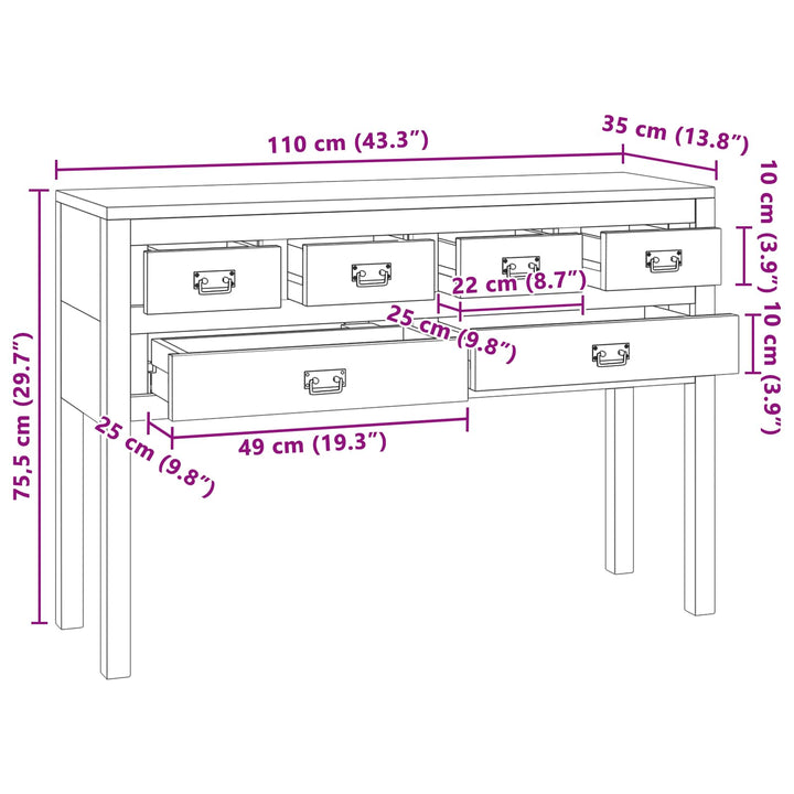 Sideboard Naturfarvet 110 x 35 x 75,5 cm Massiv Teaktræ