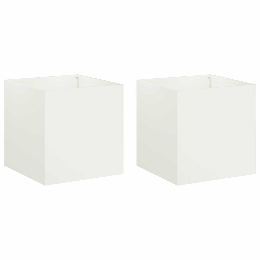 Have Blomsterkrukke 2 stk. Hvid 35 x 35 x 35 cm Koldvalset stål