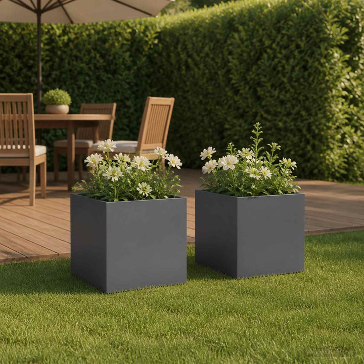 Have Blomsterkrukke 2 stk. Antracit 45 x 45 x 45 cm