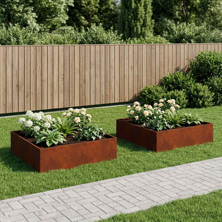 Have Blomsterkrukke 2 stk. Rusten 100 x 100 x 30 cm Cortenstål