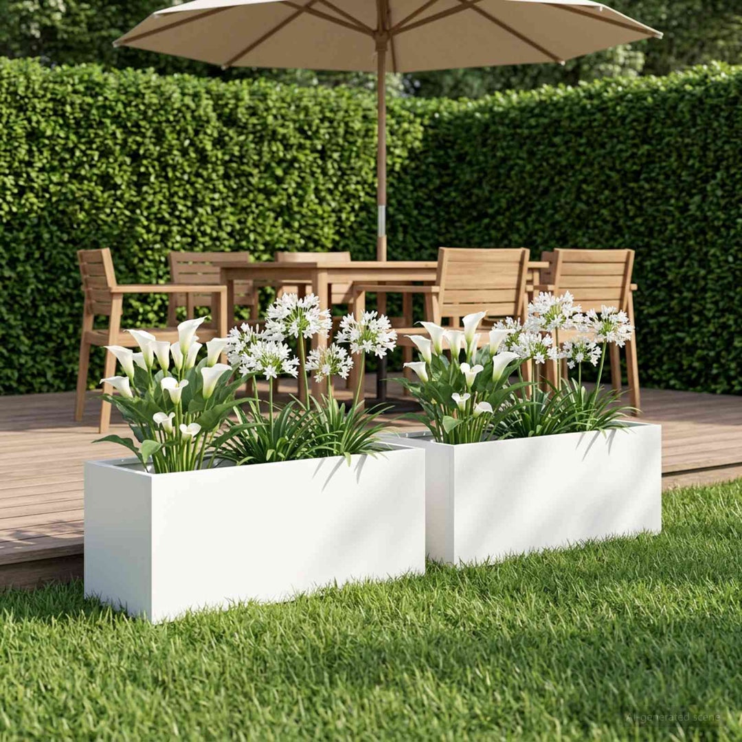 Have Blomsterkrukke 2 stk. Hvid 60 x 20 x 20 cm Koldvalset stål