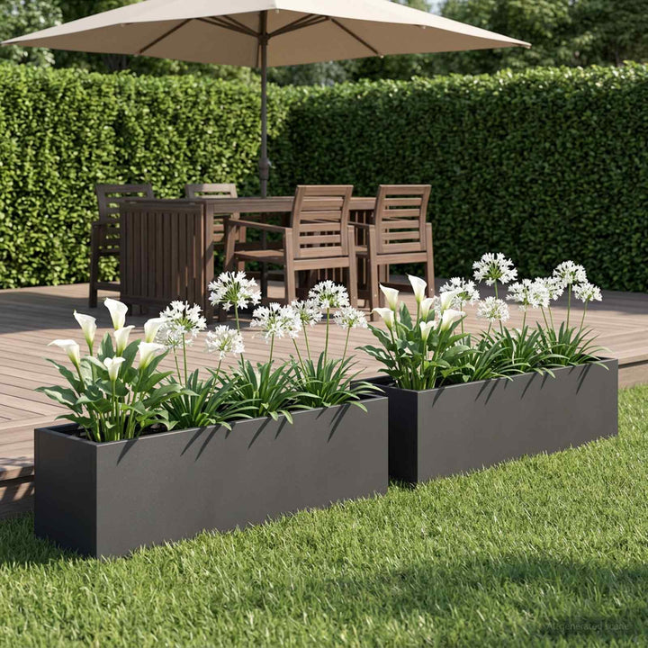 Have Blomsterkrukke 2 stk. Sort 80 x 20 x 20 cm Koldvalset stål