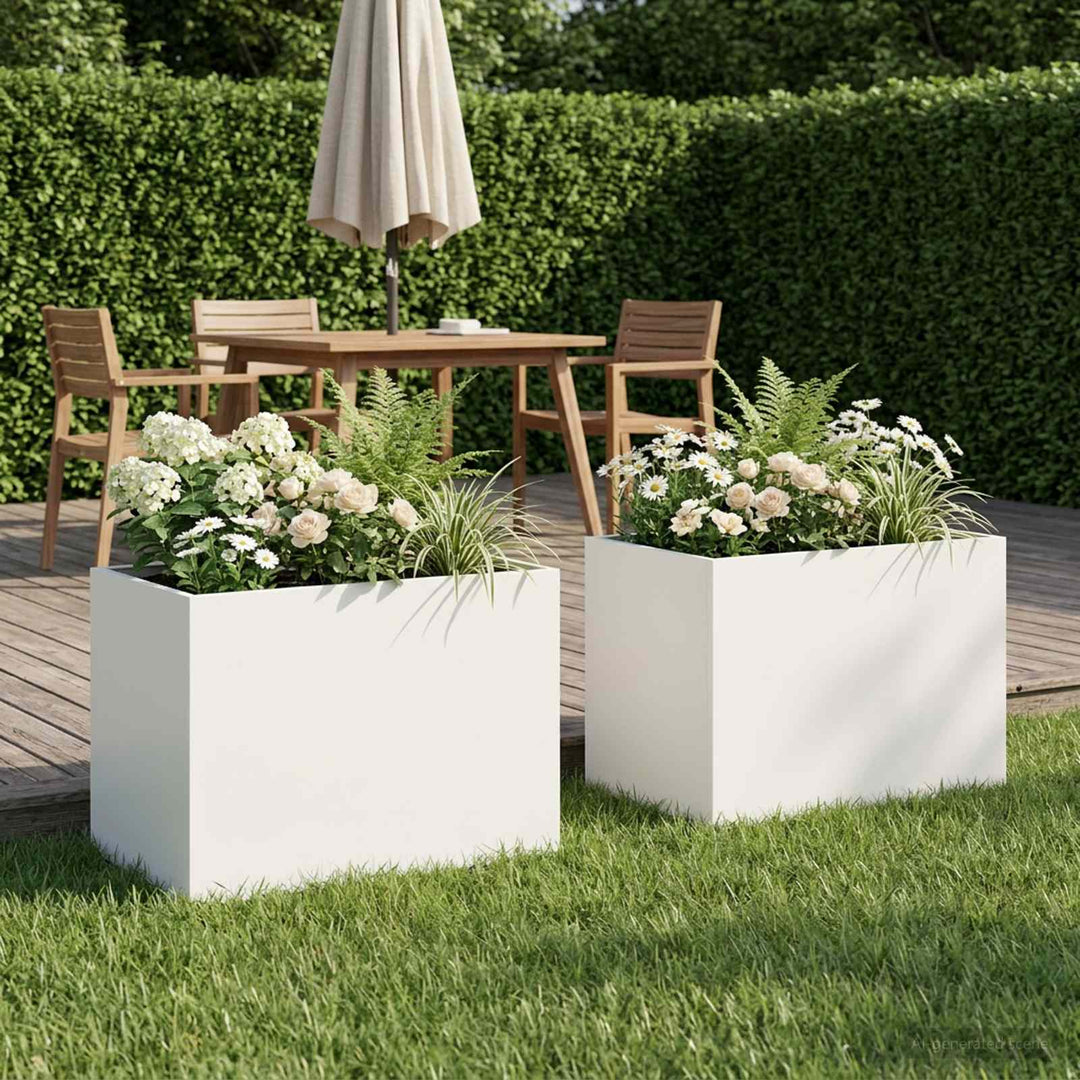 Have Blomsterkrukke 2 stk. Hvid 40 x 30 x 30 cm Koldvalset stål
