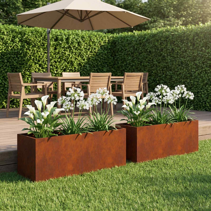 Have Blomsterkrukke 2 stk. Rusten 100 x 30 x 30 cm Cortenstål