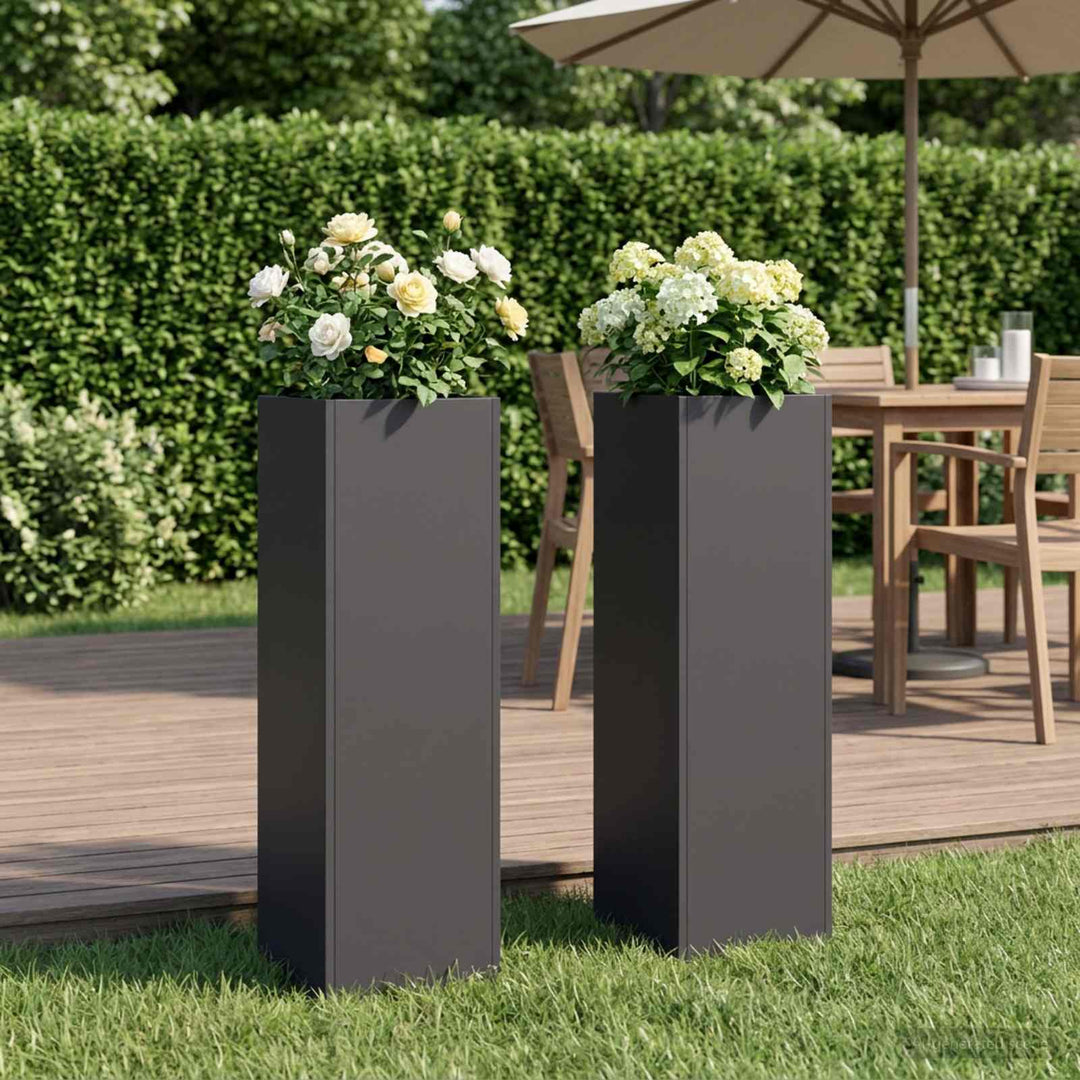 Have Blomsterkrukke 2 stk. Sort 20 x 20 x 75 cm Koldvalset stål