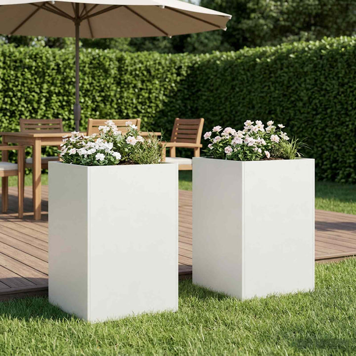 Have Blomsterkrukke 2 stk. Hvid 50 x 50 x 75 cm Koldvalset stål