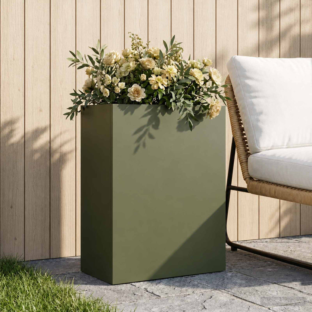 Have Blomsterkrukke Olivengrøn 40 x 20 x 50 cm Koldvalset stål