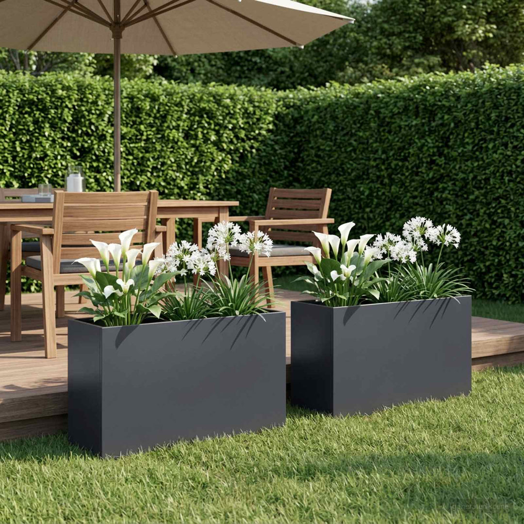 Have Blomsterkrukke 2 stk. Antracit 80 x 30 x 50 cm