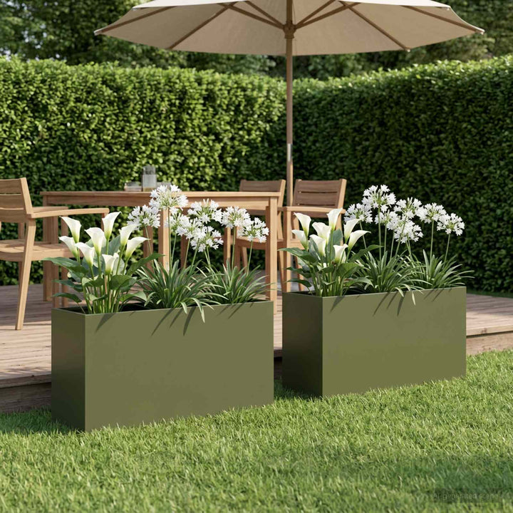 Have Blomsterkrukke 2 stk. Olivengrøn 100 x 30 x 40 cm