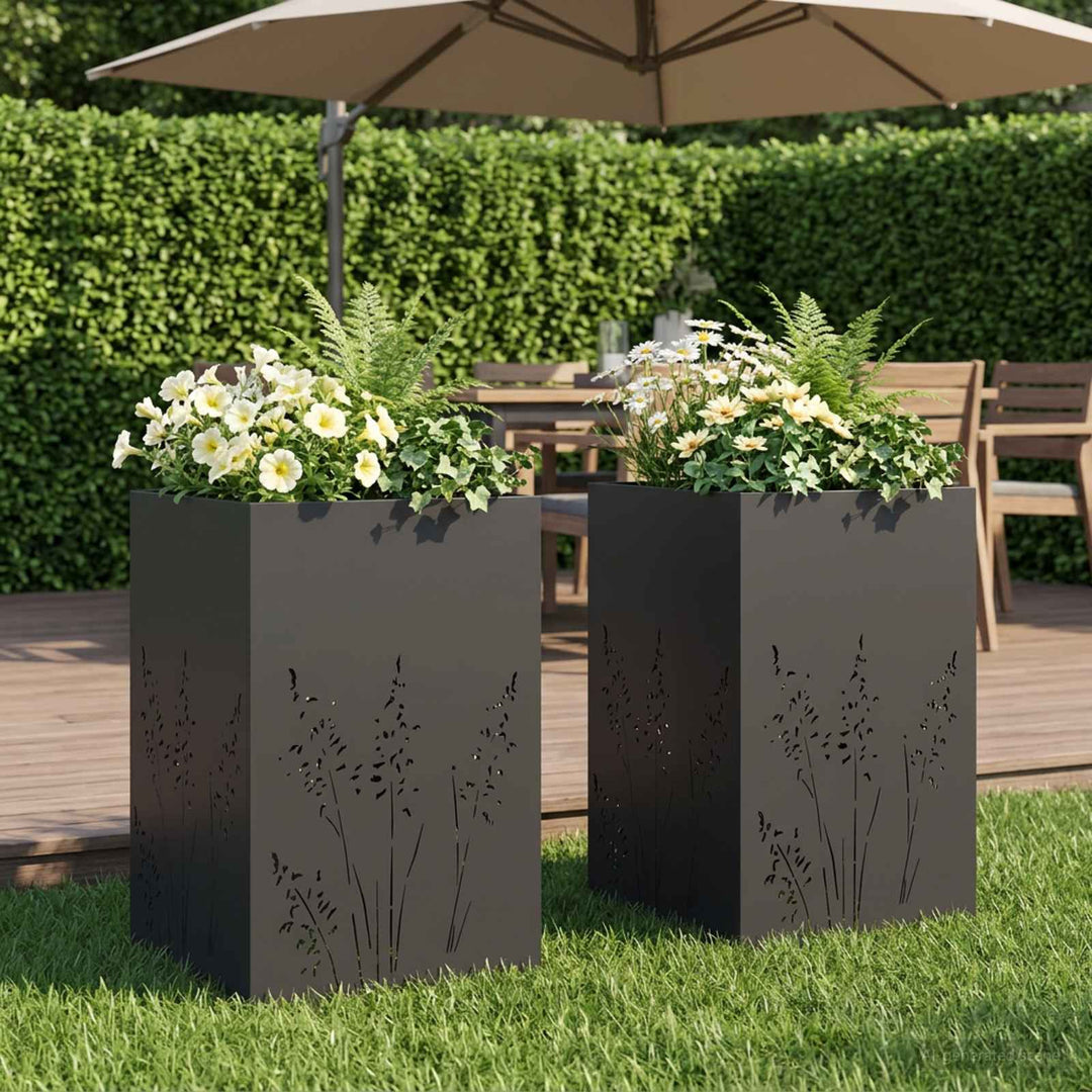 Have Blomsterkrukke 2 stk. Sort 50 x 50 x 75 cm Koldvalset stål