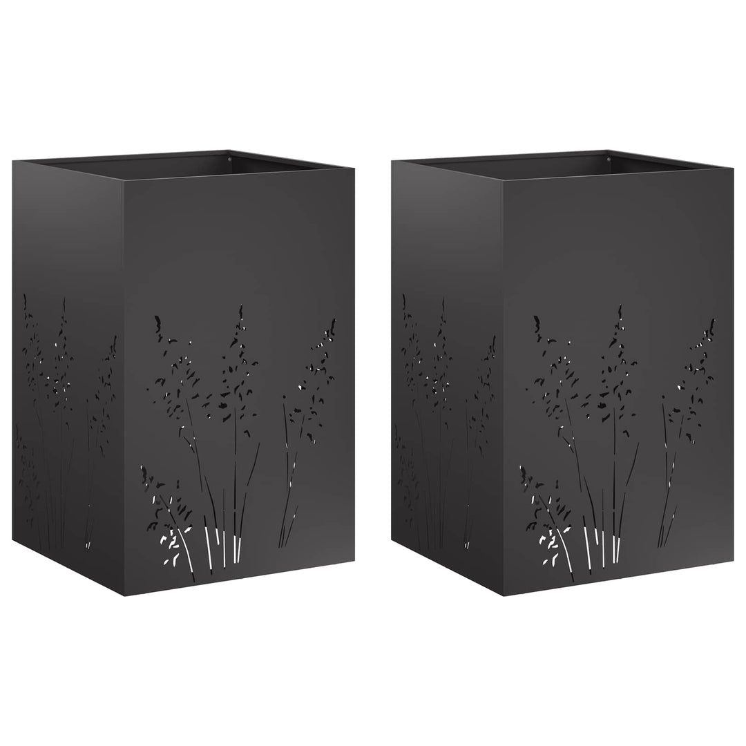 Have Blomsterkrukke 2 stk. Sort 50 x 50 x 75 cm Koldvalset stål