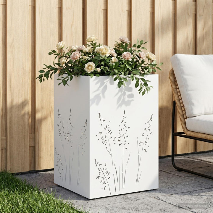 Have Blomsterkrukke Hvid 50 x 50 x 75 cm Koldvalset stål