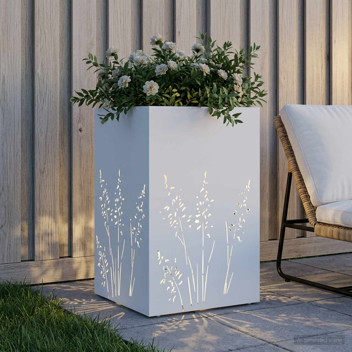 Have Blomsterkrukke Hvid 50 x 50 x 75 cm Koldvalset stål