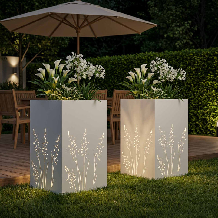 Have Blomsterkrukke 2 stk. Hvid 50 x 50 x 75 cm Koldvalset stål