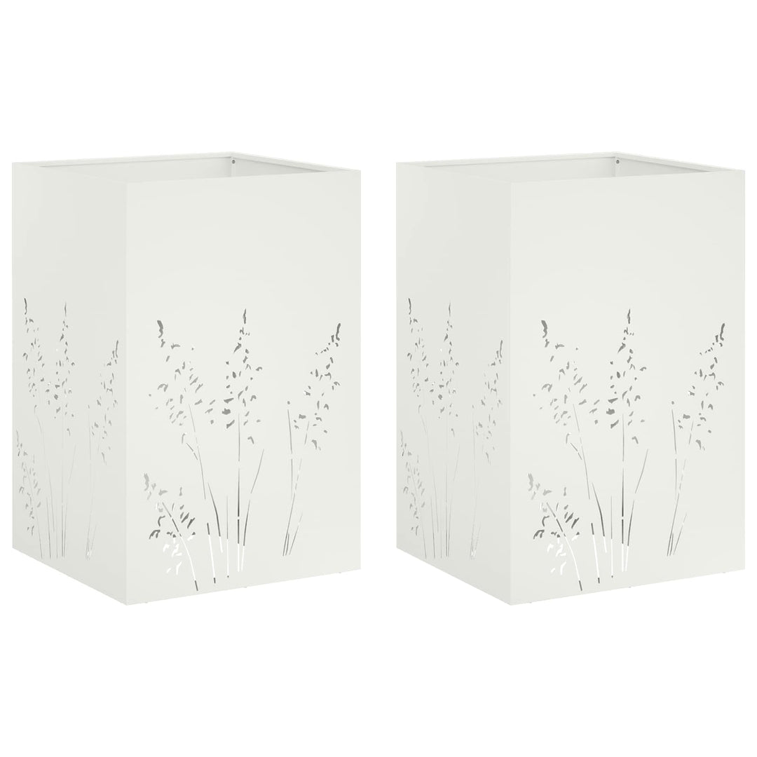 Have Blomsterkrukke 2 stk. Hvid 50 x 50 x 75 cm Koldvalset stål