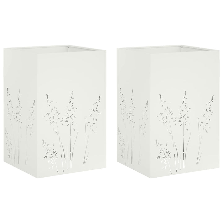 Have Blomsterkrukke 2 stk. Hvid 50 x 50 x 75 cm Koldvalset stål