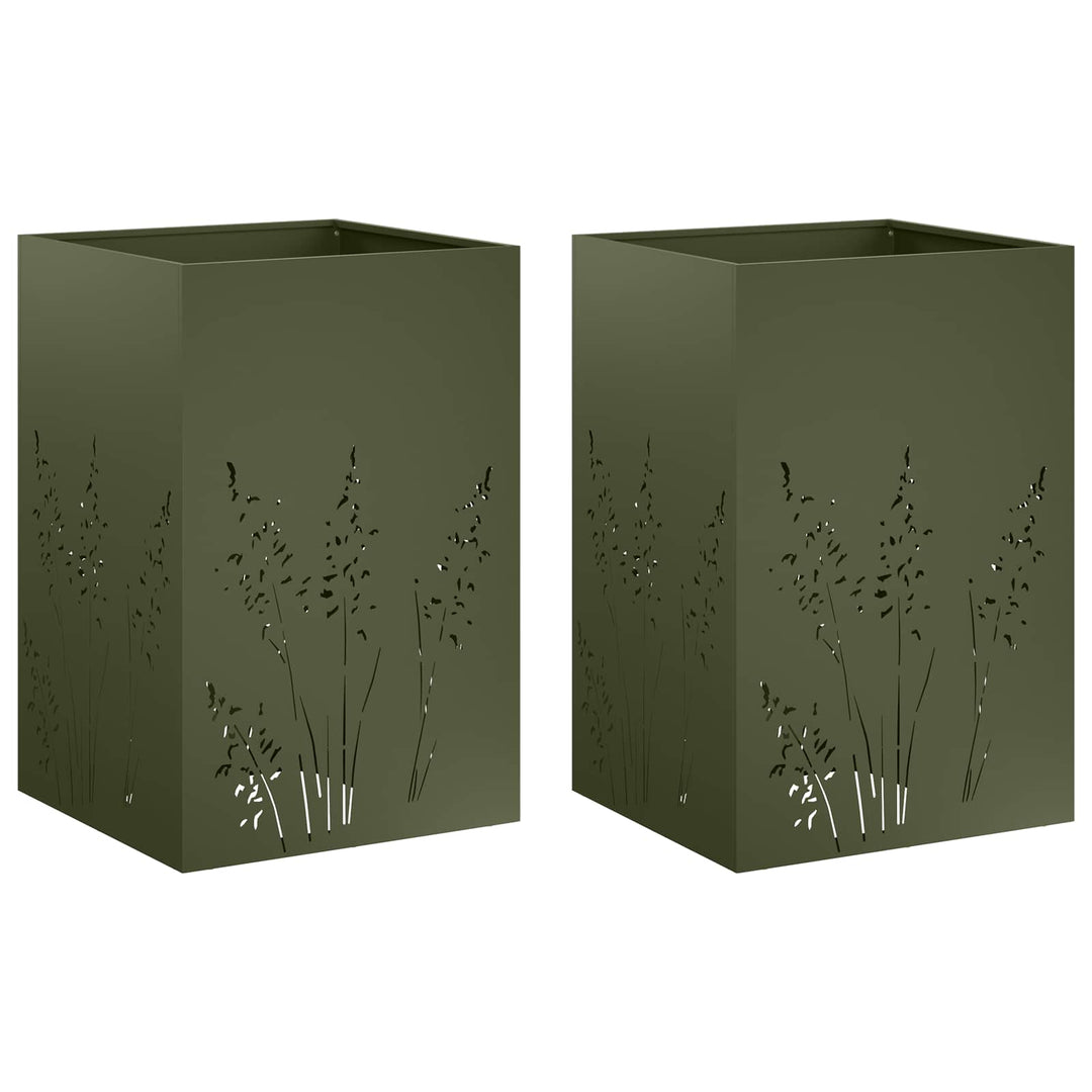 Have Blomsterkrukke 2 stk. Olivengrøn 50 x 50 x 75 cm