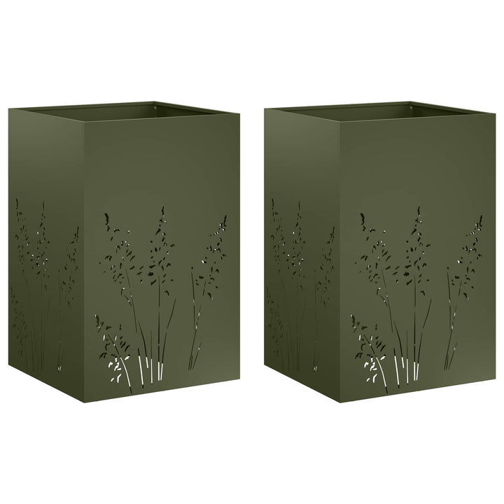 Have Blomsterkrukke 2 stk. Olivengrøn 50 x 50 x 75 cm