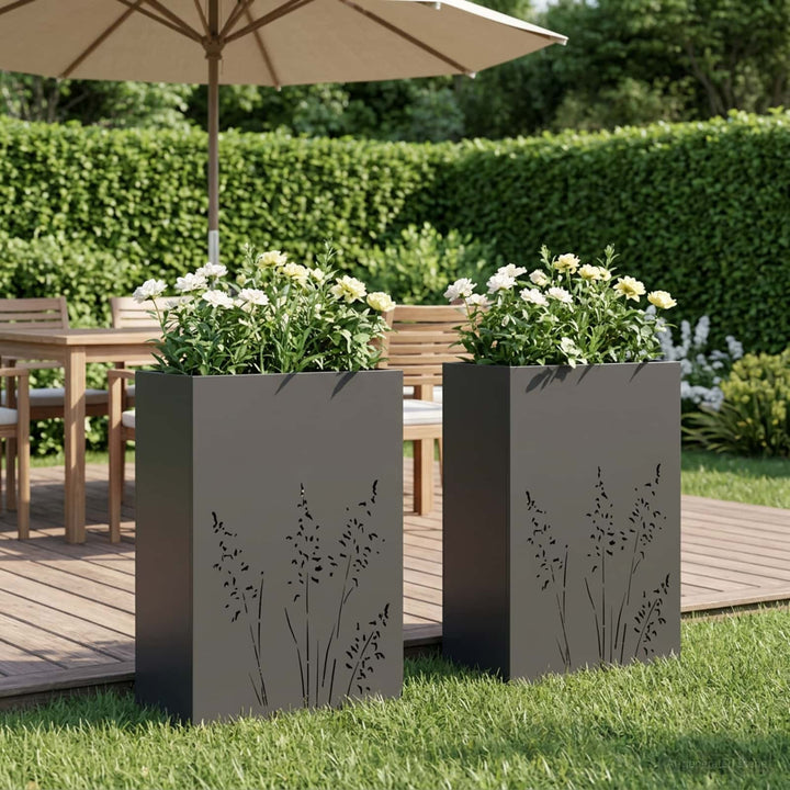Have Blomsterkrukke 2 stk. Sort 50 x 30 x 75 cm Koldvalset stål