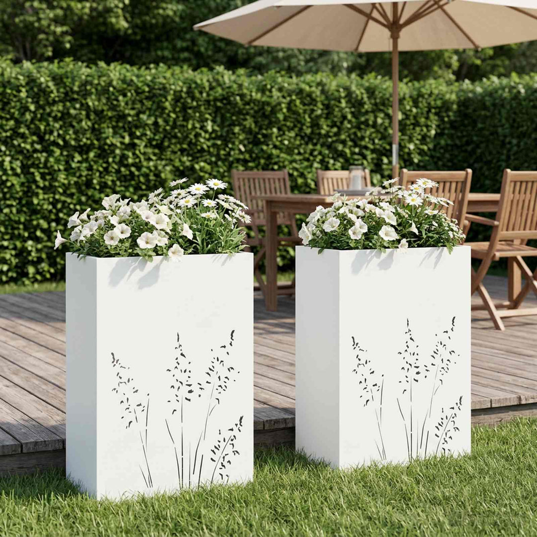 Have Blomsterkrukke 2 stk. Hvid 50 x 30 x 75 cm Koldvalset stål