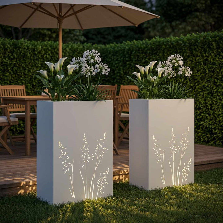 Have Blomsterkrukke 2 stk. Hvid 50 x 30 x 75 cm Koldvalset stål