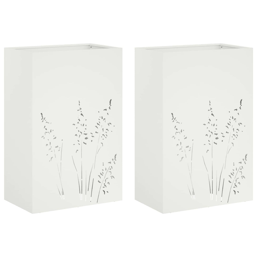 Have Blomsterkrukke 2 stk. Hvid 50 x 30 x 75 cm Koldvalset stål