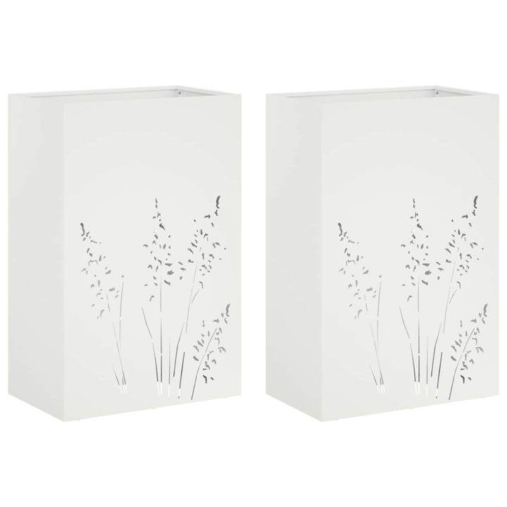 Have Blomsterkrukke 2 stk. Hvid 50 x 30 x 75 cm Koldvalset stål