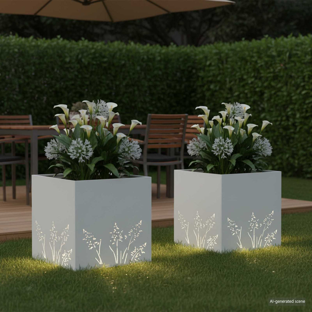 Have Blomsterkrukke 2 stk. Hvid 50 x 50 x 49 cm Koldvalset stål