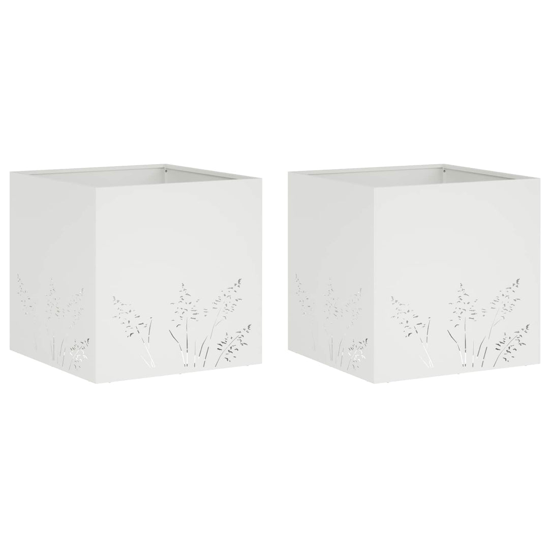 Have Blomsterkrukke 2 stk. Hvid 50 x 50 x 49 cm Koldvalset stål