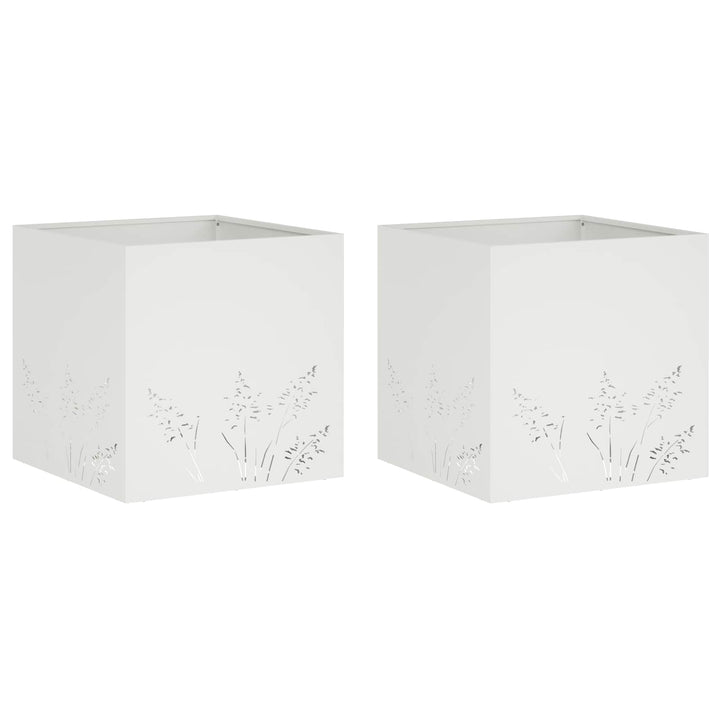 Have Blomsterkrukke 2 stk. Hvid 50 x 50 x 49 cm Koldvalset stål
