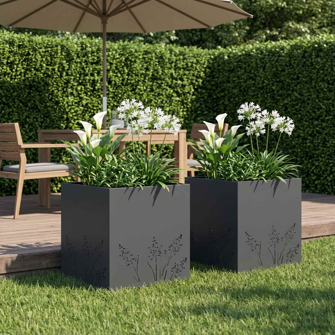 Have Blomsterkrukke 2 stk. Antracit 50 x 50 x 49 cm