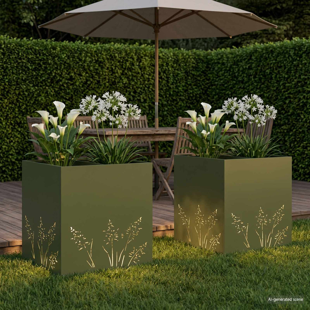 Have Blomsterkrukke 2 stk. Olivengrøn 50 x 50 x 49 cm