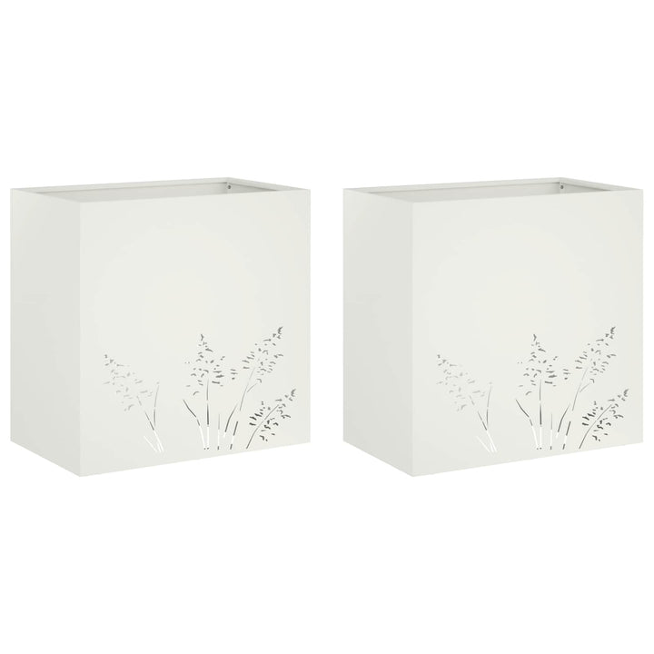 Have Blomsterkrukke 2 stk. Hvid 50 x 30 x 49 cm Koldvalset stål