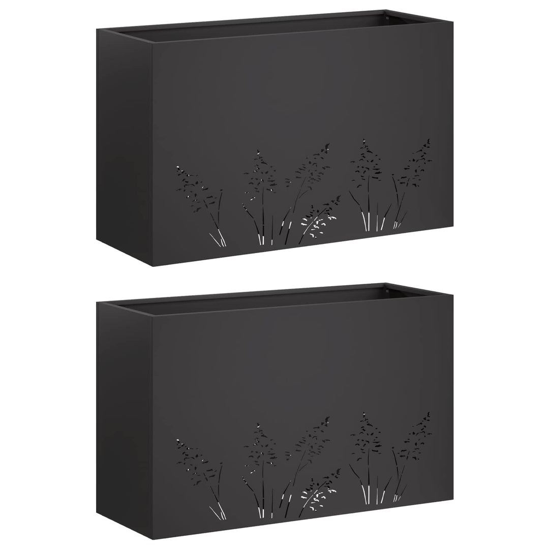 Have Blomsterkrukke 2 stk. Sort 80 x 20 x 49 cm Koldvalset stål