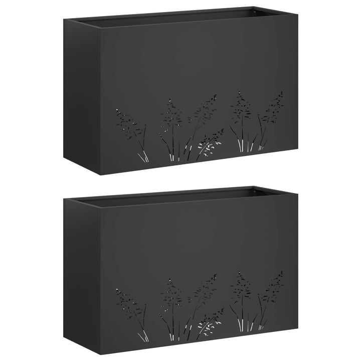 Have Blomsterkrukke 2 stk. Sort 80 x 20 x 49 cm Koldvalset stål