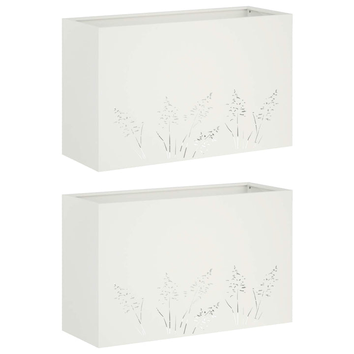 Have Blomsterkrukke 2 stk. Hvid 80 x 20 x 49 cm Koldvalset stål