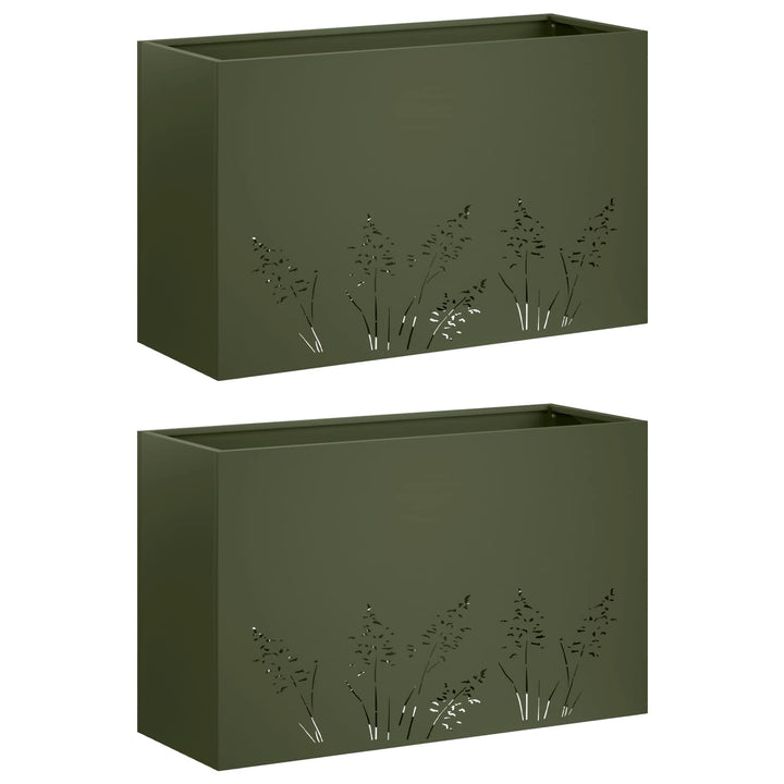 Have Blomsterkrukke 2 stk. Olivengrøn 80 x 20 x 49 cm
