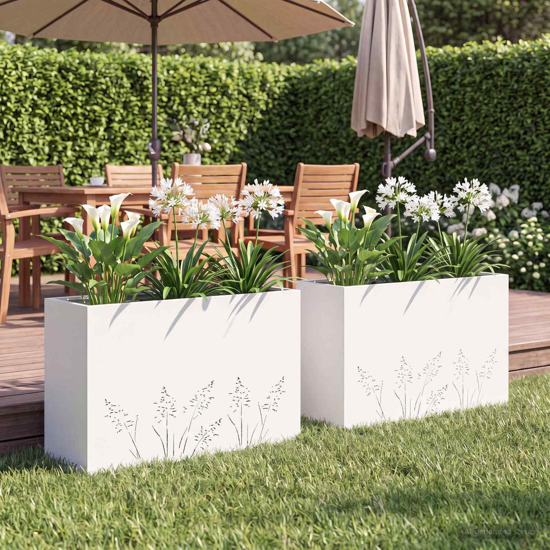 Have Blomsterkrukke 2 stk. Hvid 80 x 30 x 49 cm Koldvalset stål