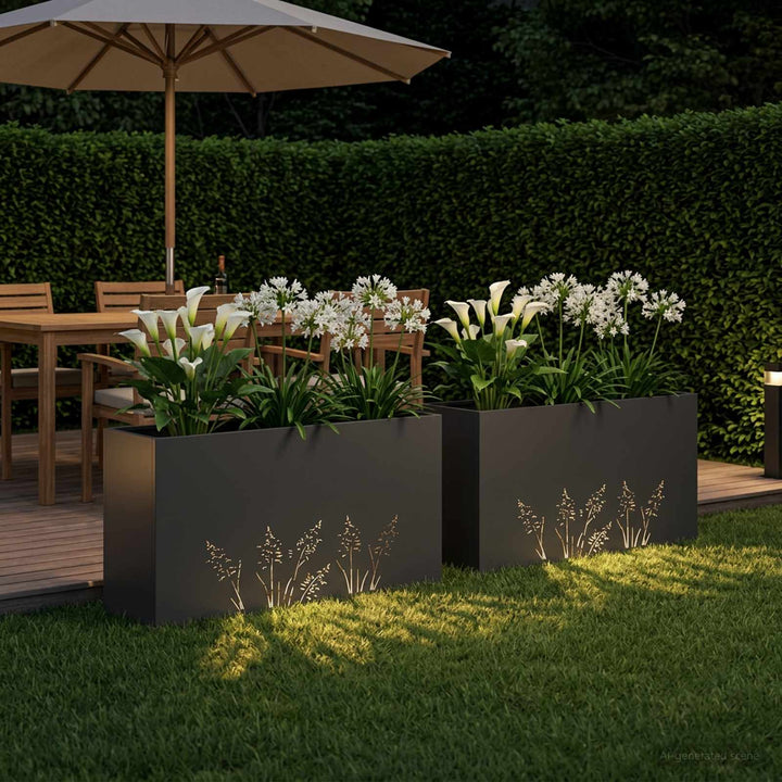 Have Blomsterkrukke 2 stk. Sort 100 x 20 x 49 cm