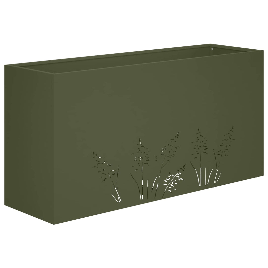 Have Blomsterkrukke Olivengrøn 100 x 20 x 49 cm Koldvalset stål