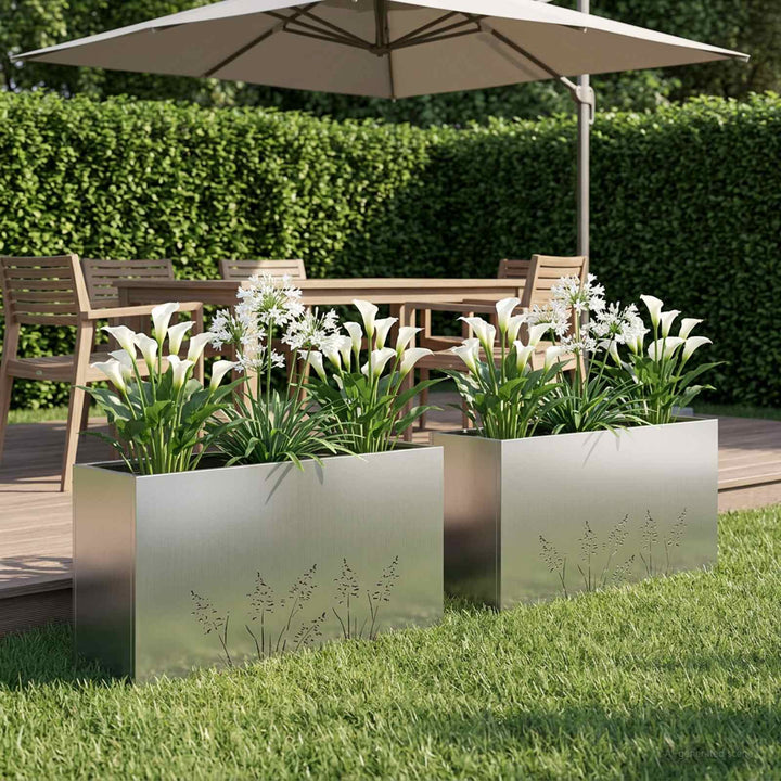 Have Blomsterkrukke 2 stk. Sølv 100 x 20 x 49 cm