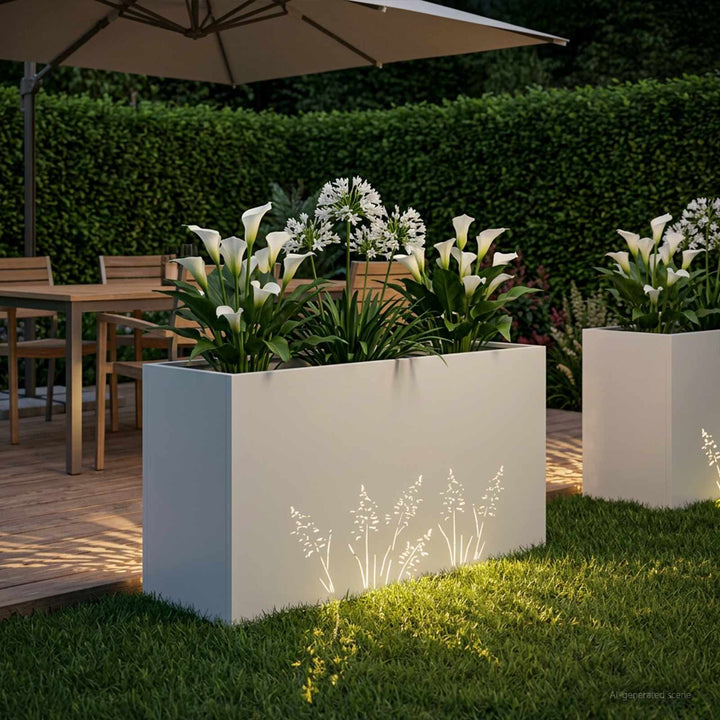 Have Blomsterkrukke Hvid 100 x 30 x 49 cm Koldvalset stål