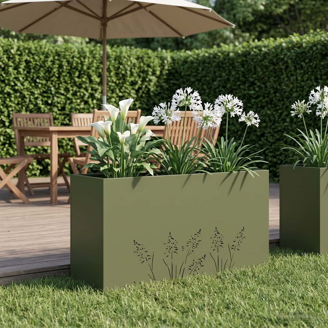 Have Blomsterkrukke Olivengrøn 100 x 30 x 49 cm Koldvalset stål
