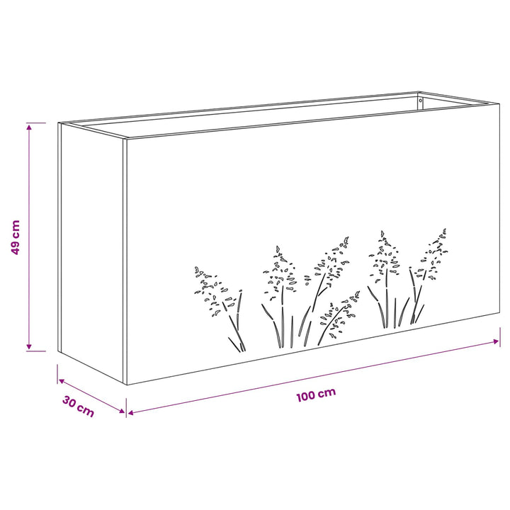 Have Blomsterkrukke Olivengrøn 100 x 30 x 49 cm Koldvalset stål