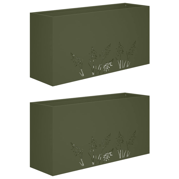 Have Blomsterkrukke 2 stk. Olivengrøn 100 x 30 x 49 cm