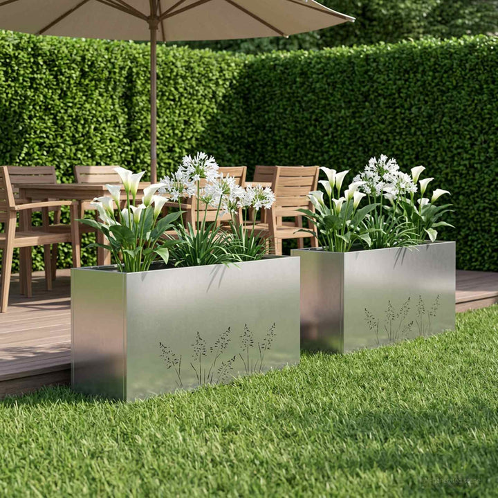 Have Blomsterkrukke 2 stk. Sølv 100 x 30 x 49 cm Rustfrit stål