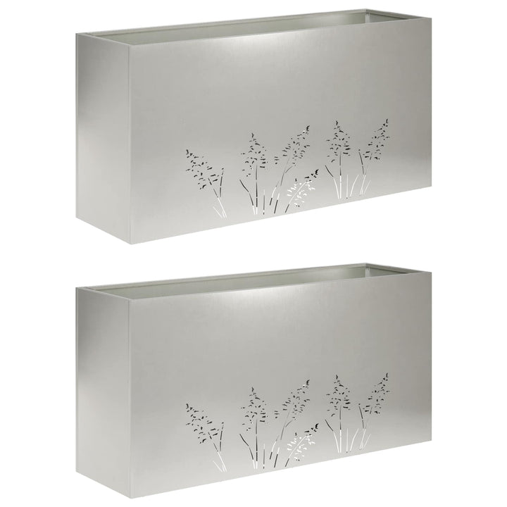 Have Blomsterkrukke 2 stk. Sølv 100 x 30 x 49 cm Rustfrit stål