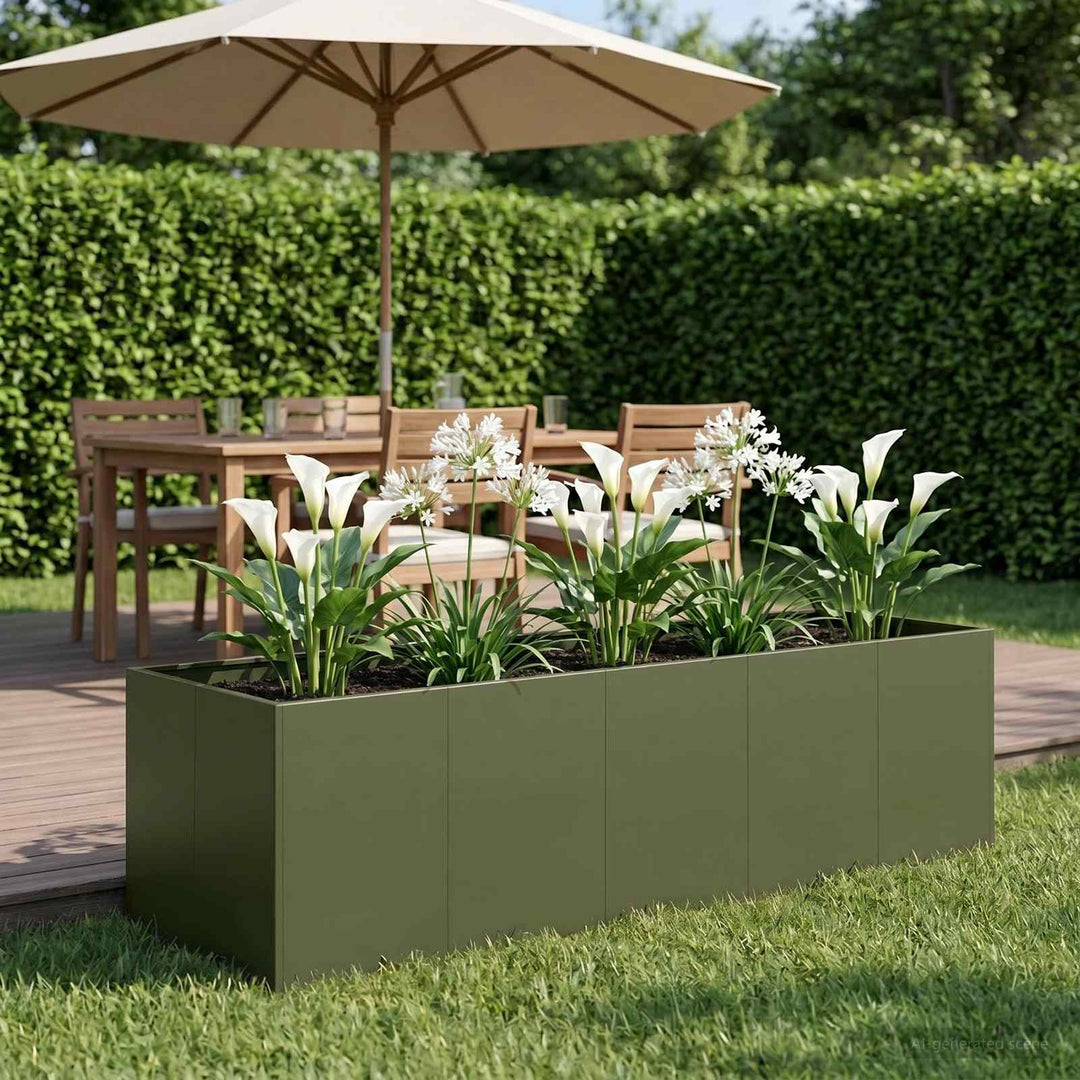 Have Blomsterkrukke Olivengrøn 200 x 80 x 60 cm Koldvalset stål